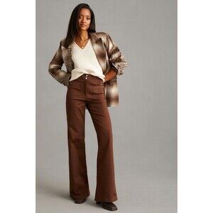 Anthropologie Maeve Womens Jeans Brown The Junie Hi Rise Flare Stretch Size 25